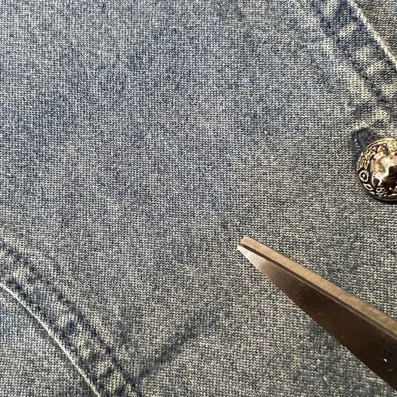 Vintage Ozark Mountain Jean Company Cropped Denim Shirt L Western Cowgirl Rodeo - Picture 10 of 16